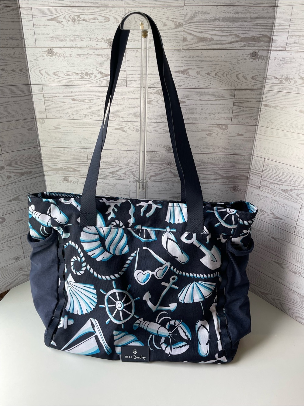Vera Bradley Tote Bag ‘Lighten Up’ Family Tote in “Shore Enough” Pattern Navy